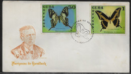 Cuba FDC Sc. 1727, 1733.   Butterflies 1972. Juan Cristóbal Gundlach.  FDC Cancellation On FDC Envelope - FDC
