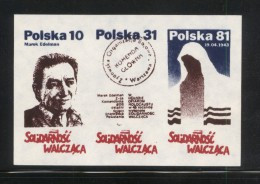 POLAND SOLIDARITY SOLIDARNOSC WALCZACA 1988 45TH ANNIV WARSAW GHETTO UPRISING MAREK EDELMAN WW2 MS WORLD WAR 2 JUDAICA - Vignette Solidarnosc