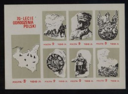 POLAND SOLIDARITY SOLIDARNOSC 1988 70TH ANNIV POLISH INDEPENDENCE WW1 MARSHALL PILSUDSKI LARGE MS - Solidarnosc Labels