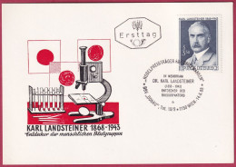 Österreich 1266 Ersttag Auf Karte Wien 14. 6. 1968,100. Geburtstag Von Karl Landsteiner (Nr.10.025) - FDC