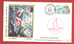 FDC CENTRE NATIONAL D'ETUDES SPACIALES  LA TRANSAT EN DOUBLE  29 6 1979 NUMEROTE TIRAGE LIMITE - Vela