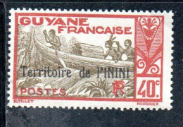 GUYANE FRANCAISE TERRITOIRE DE L'ININI OVERPRINTED SURCHARGE 1932 1940 SHOOTING RAPIDS MARONI RIVER 40c MNH - Nuevos