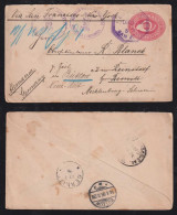 Guatemala 1895 Stationery Envelope AMBULANTE Guatemala Y Escunitla Railway Postmark SAN JOSE X BUTZOW Germany Via San Fr - Guatemala