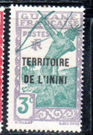 GUYANE FRANCAISE TERRITOIRE DE L'ININI OVERPRINTED SURCHARGE 1932 1940 CARIB ARCHER 3c MNH - Nuevos