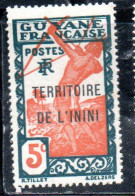 GUYANE FRANCAISE TERRITOIRE DE L'ININI OVERPRINTED SURCHARGE 1932 1940 CARIB ARCHER 5c MNH - Ungebraucht