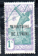 GUYANE FRANCAISE TERRITOIRE DE L'ININI OVERPRINTED SURCHARGE 1932 1940 CARIB ARCHER 1c MNH - Neufs