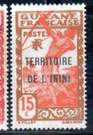 GUYANE FRANCAISE TERRITOIRE DE L'ININI OVERPRINTED SURCHARGE 1932 1940 CARIB ARCHER 15c MNH - Nuevos
