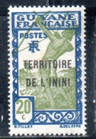 GUYANE FRANCAISE TERRITOIRE DE L'ININI OVERPRINTED SURCHARGE 1932 1940 CARIB ARCHER 20c MH - Ungebraucht