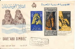 Egypt FDC 1-10-1963 Save Abu Simbel Complete Set Of 3 With Cachet - Cartas & Documentos