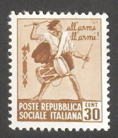 ITALIE REPUBLIQUE SOCIALE  YT 29  NEUF**MNH ANNÉE 1944 - Ongebruikt