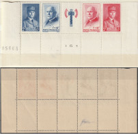 FRANCE 571A ** MNH Maréchal PETAIN Bande Bord De Feuille + Francisque Secours National + N° De Presse (CV 18 €) 1943 - 1941-42 Pétain