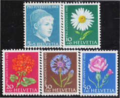 Suiza Switzerland 721/25 1963 Albert Anker Flores Flowers MNH - Altri & Non Classificati