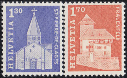 Suiza Switzerland 764/65 1966 Iglesia San Pierre Y Castillo De Frauenfeld MNH - Other & Unclassified