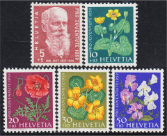 Suiza Switzerland 634/38 1959 Karl Hilty Flores Flowers MNH - Altri & Non Classificati