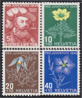 Suiza Switzerland 493/96 1949 Nicolás Wengi Flores Flowers MH - Autres & Non Classés