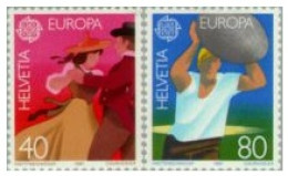 Suiza - 1126/27 - 1981 Europa Folklore Baile, Lanzador De Piedra Lujo - Autres & Non Classés