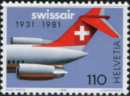 TRA2/S Suiza Switzerland  Nº 1125  1981  50º Aniv. De La Compañía Aérea Swissa - Andere & Zonder Classificatie