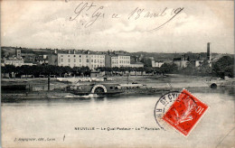 Neuville-sur-Saône Le Quai Pasteur Le " Parisien Bateau Boat Rhône Cpa Voyagée En TB.Etat - Neuville Sur Saone