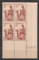 MAURITANIE - 1943-44 - N°YT. 125 - Méharistes 10c Brun-rouge - Bloc De 4 Coin Daté - Neuf Luxe** / MNH - Nuevos