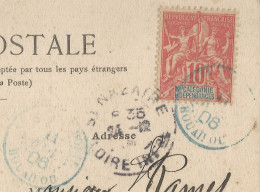 NOUVELLE CALEDONIE - SCARCE BLUE COLOUR DEPARTURE CDS "HOUAILOU" ON FRANKED PC (VIEW OF NOUMEA) TO FRANCE - 1903  - Brieven En Documenten