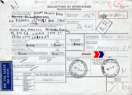 Italia (1990) - Bollettino Pacchi Via Aerea Da Bari Per La Francia, Con Affr. Meccanica - Postpaketten