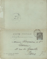 REUNION - POSTAL STATIONERY - PC WITH PAID ANSWER SENT TO PARIS - RESPONSE PC NOT USED - FRENCH SEA POST - 1904  - Briefe U. Dokumente
