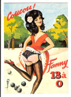 PETANQUE - Carte Humoristique  - " Fanny " -  Illustrateur  R. ALLOUIN - PIN UP - Boule/Pétanque