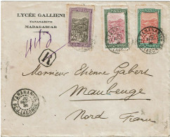 REF CTN89/MD - MADAGASCAR LETTRE REC PROVISOIRE TANANARIVE / MAUBEUGE 20/9/1926 - Storia Postale