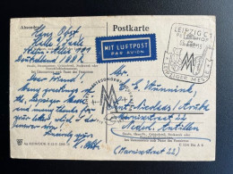 EAST GERMANY DDR 1959 POSTCARD LEIPZIG TO ST. NICOLAAS ARUBA 03-03-1959 OOST DUITSLAND DEUTSCHLAND LEIPZIGER MESSE - Cartoline - Usati