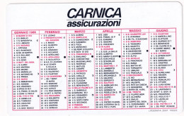 Calendarietto - Carnica - Assicurazioni - Anno 1986 - Petit Format : 1981-90