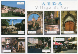 CPM - R - VAR - AUPS - LE VILLAGE - LA PLACE - LE BEFFROI - LA FONTAINE - L'EGLISE - LE PLATANE - LE CENTRE VILLE - Aups