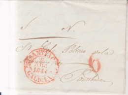 Año 1844 Prefilatelia Carta De Lalin  Marca Roja Santiago Galicia Y Porteo 6 Confirmacion De Cargos - ...-1850 Prephilately