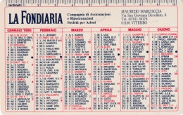 Calendarietto - La Fondiaria - Compagnia Di Assicurazioni - Viterbo - Anno 1986 - Petit Format : 1981-90