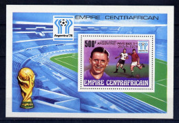 Centrafrique Central Africa Bloc Surch. Rouge Red Ovpt Football CM 78 ** - 1978 – Argentine