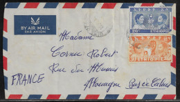 Ethiopia. Stamps Sc. 297-298 On Air Mail Letter, Sent From Addis Abeba On 16.10.1949 To France - Ethiopia