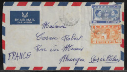 Ethiopia. Stamps Sc. 297-298 On Air Mail Letter, Sent From Addis Abeba On 16.10.1949 To France - Etiopia