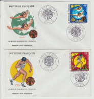 POLYNESIE. 2  FDC. N° PA 93. +N°95 5° JEUX PACIFIQUE SUD. PAPEETE. 1 AOUT 75 - FDC