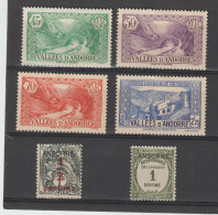   Andorra Fr. 1937 Mi.nr. 1+60+61+65+73 +Port 9  MH  Cat. € 50,00     - Ongebruikt