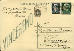 1944-RSI Cat.Filagrano Euro 300 Cartolina Postale 15c.GNR Con Affr.aggiunta 15c. - Stamped Stationery