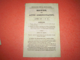 Vesoul 1837: Recouvrement Du Prix De Permis De Port D'arme De Chasse. Examen Pour Instruction Primaire, école Normale - Decrees & Laws