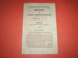 Vesoul 1837: Obligation De Planter Des Arbres Le Long Des Routes Royales Et Départementales Par Les Riverains. Tableaux - Décrets & Lois