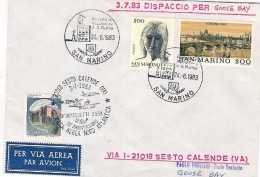San Marino-1983 Volo Speciale In Formazione Per Il Cinquantenario Della Crociera - First Flight Covers