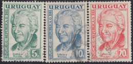 Uruguay 658/60 1959 70º Aniversario Del Nacimiento De La Poeta Chilena Gabriel - Uruguay