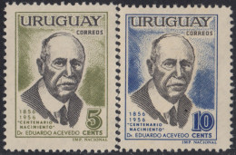 Uruguay 648/49 1958 Centenario Del Nacimiento De Eduardo Acevedo MNH - Uruguay