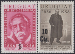 Uruguay 644/45 1958 Centenario Del Nacimiento Del Presidente José Battle Y Ord - Uruguay