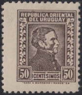 Uruguay 477 1934 Serie Antigua Artigas Litografía MH Sombras - Uruguay