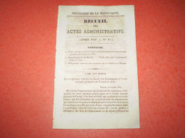 Vesoul 1837: Obligations Imposées Aux Voyageurs Se Rendant à La Havane. Institut Agricole De Roville; Instituteurs école - Decrees & Laws