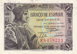 CRBS1087 BILLETE ESPAÑA 1 PESETA 1943 SERIE E SIN CIRCULAR - Otros & Sin Clasificación