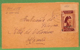 P0911 - POLAND  - POSTAL HISTORY  - OVERPRINTED STAMP Gen Anders On COVER  1946 - Briefe U. Dokumente