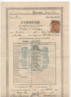 1924. KINGDOM OF SHS,BOSNIA,BANJA LUKA,GIMNASIUM SCHOOL REPORT,5 DIN STATE REVENUE STAMP - Cartas & Documentos